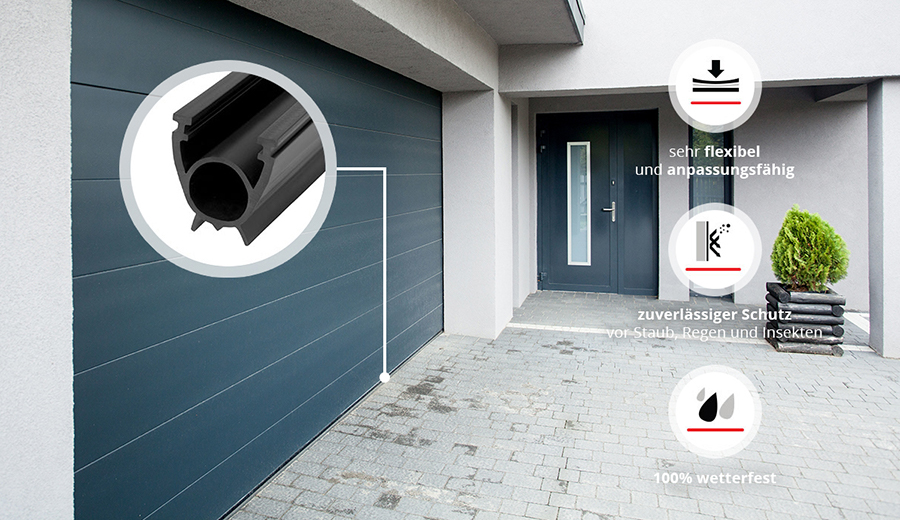 GARAGENTORDICHTUNG Gummischwelle Gummidichtung 1-6m Garage Dichtung 3