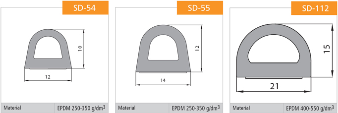 1m Gummidichtung selbstklebend Hohlkammerprofil SD-55 WEISS