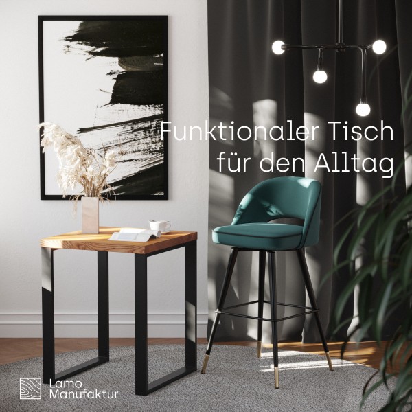 Kompakter Küchentisch mit gerader Tischkante 60x60x76 cm