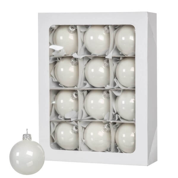 Ø 6 cm Weihnachtskugeln Ø 6 cm Weihnachtskugeln für Weihnachtsbaum WEISS - 12er-Pack