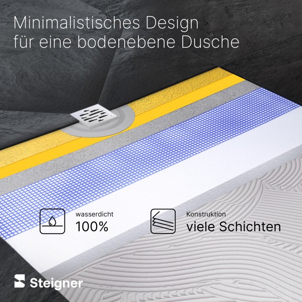befliesbares Duschelement Punktablauf WAAGERECHT Duschboard MINERAL PROFI