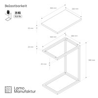 Vorschau: LAMO Manufaktur Beistelltisch | Laptoptisch | Sofatisch | mobiler Kaffeetisch | Nachttisch | 100% Ec