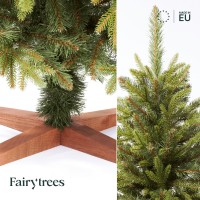 Vorschau: FAIRYTREES Weihnachtsbaum künstlich Nordmanntanne SLIM Premium | Tannenbaum Holzständer | Made in EU