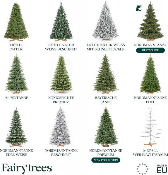 Künstlicher Weihnachtsbaum | Holzständer | Nordmanntanne beschneit FT27