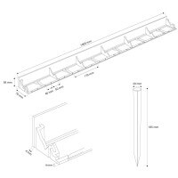 Vorschau: 1m Rasenkante PVC Leiste mit Ankern HRK01B-58