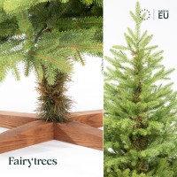 Vorschau: FAIRYTREES Weihnachtsbaum künstlich Nordmanntanne Exklusiv 100% PE | Tannenbaum Holzständer | Made i