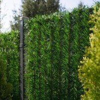 Vorschau: Zaunblende Dunkelgrün &quot;GreenFences&quot; Balkonblende für 140cm hohen Zaun / Balkon Sichtschutz Pflanze