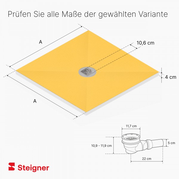 befliesbares Duschelement Punktablauf WAAGERECHT Duschboard MINERAL PROFI