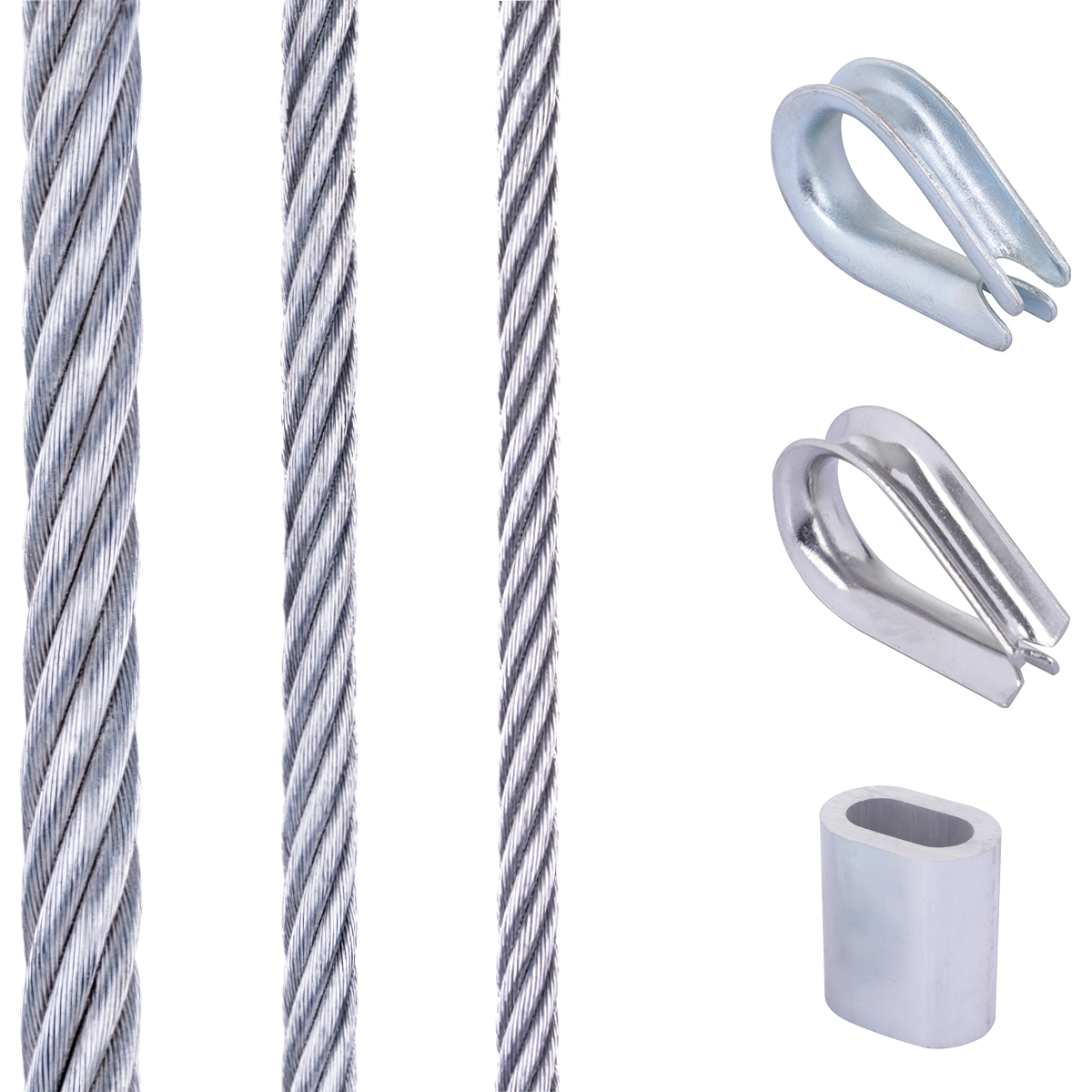 Produktbild von 12x Drahtseilklemme 1,5–2 Mm – Verzinkt, Mit Montageschlüssel, Für Stahlseil & Wäscheleine