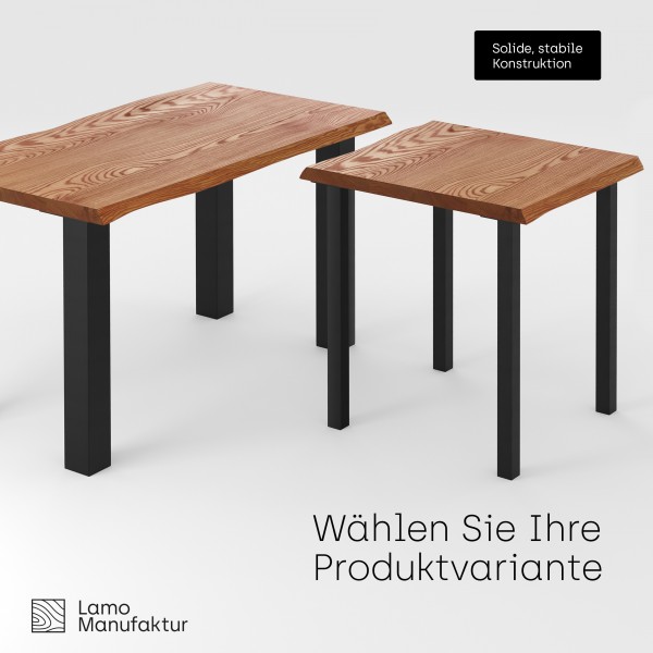 LAMO Manufaktur Schreibtisch Esstisch mit Baumkante 120x80x76 cm