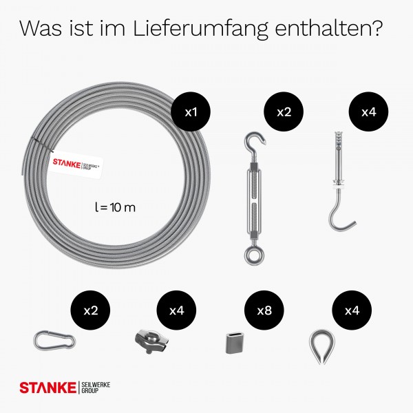 Universell einsetzbares Set zur Befestigung von Rankhilfe – Zubehör aus Edelstahl