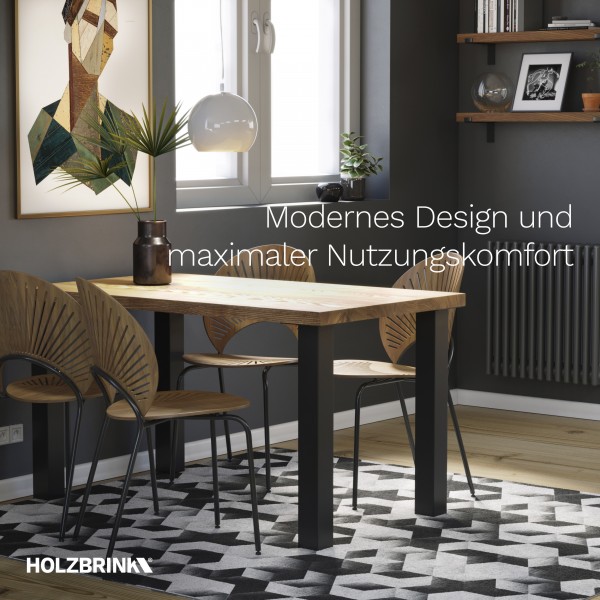 Tischbein Eckig, Möbelfuß aus Stahl, Quadratrohr 40x40 mm, Industriedesign, HLT-14A-F