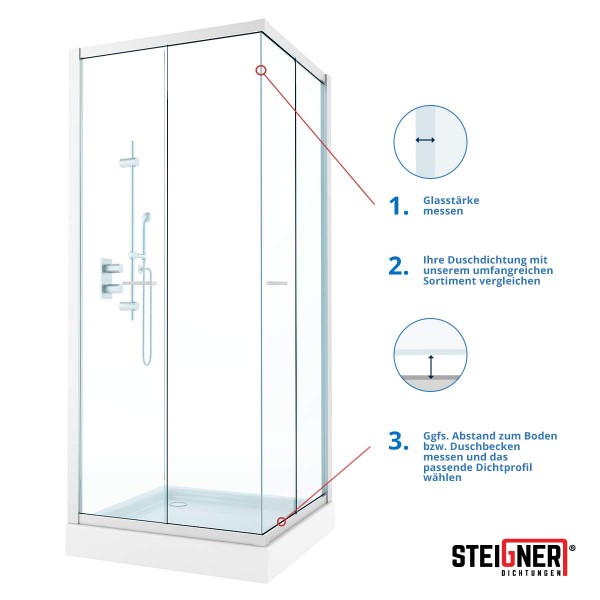 Duschdichtung UK10 Duschtürdichtung Duschkabinendichtung