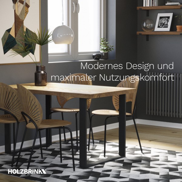 Design Tischkufen aus Vierkantprofilen 80x20 mm, Tischgestell, Tischbeine, 1 Stück, HLT-01-C