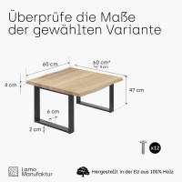 Vorschau: Kaffeetisch mit Baumkante 60x60x47 cm