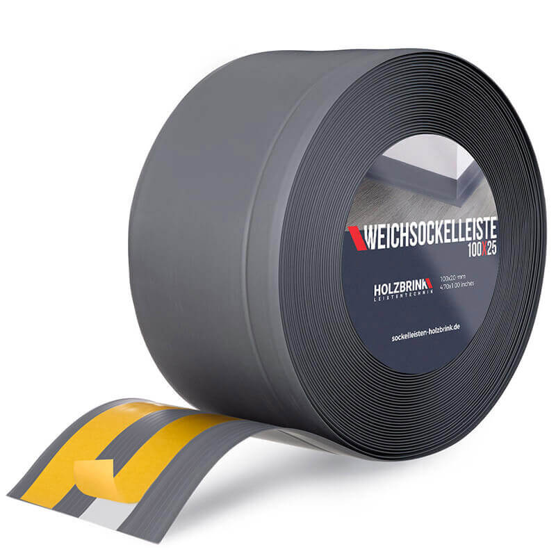 5 Meter HOLZBRINK Weichsockelleiste selbstklebend Wei/ß Knickleiste Material: PVC 100x25mm