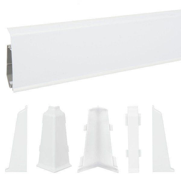 2m Sockelleisten 2m Sockelleisten Fussbodenleiste Kunststoff PVC 70mm x 21mm VEO - Weiß