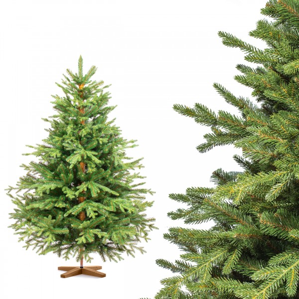 FairyTrees Weihnachtsbaum künstlich ALPENTANNE Premium mit Christbaum Holzständer | Tannenbaum künst