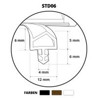 Vorschau: Türdichtung ZIMMERTÜRDICHTUNG Türgummi 12mm STD06 BRAUN Gummidichtung Dichtungen Profildichtung