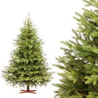 Vorschau: FAIRYTREES Weihnachtsbaum künstlich Nordmanntanne Exklusiv 100% PE | Tannenbaum Holzständer | Made i