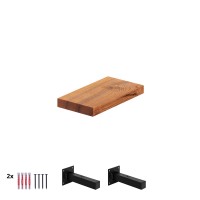 Vorschau: Wandregal aus Holz mit gerader Kante inkl. Wandhalterung HLT-14