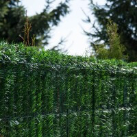 Vorschau: Zaunblende Dunkelgrün &quot;GreenFences&quot; Balkonblende für 80 cm hohen Zaun / Balkon Sichtschutz Pflanze