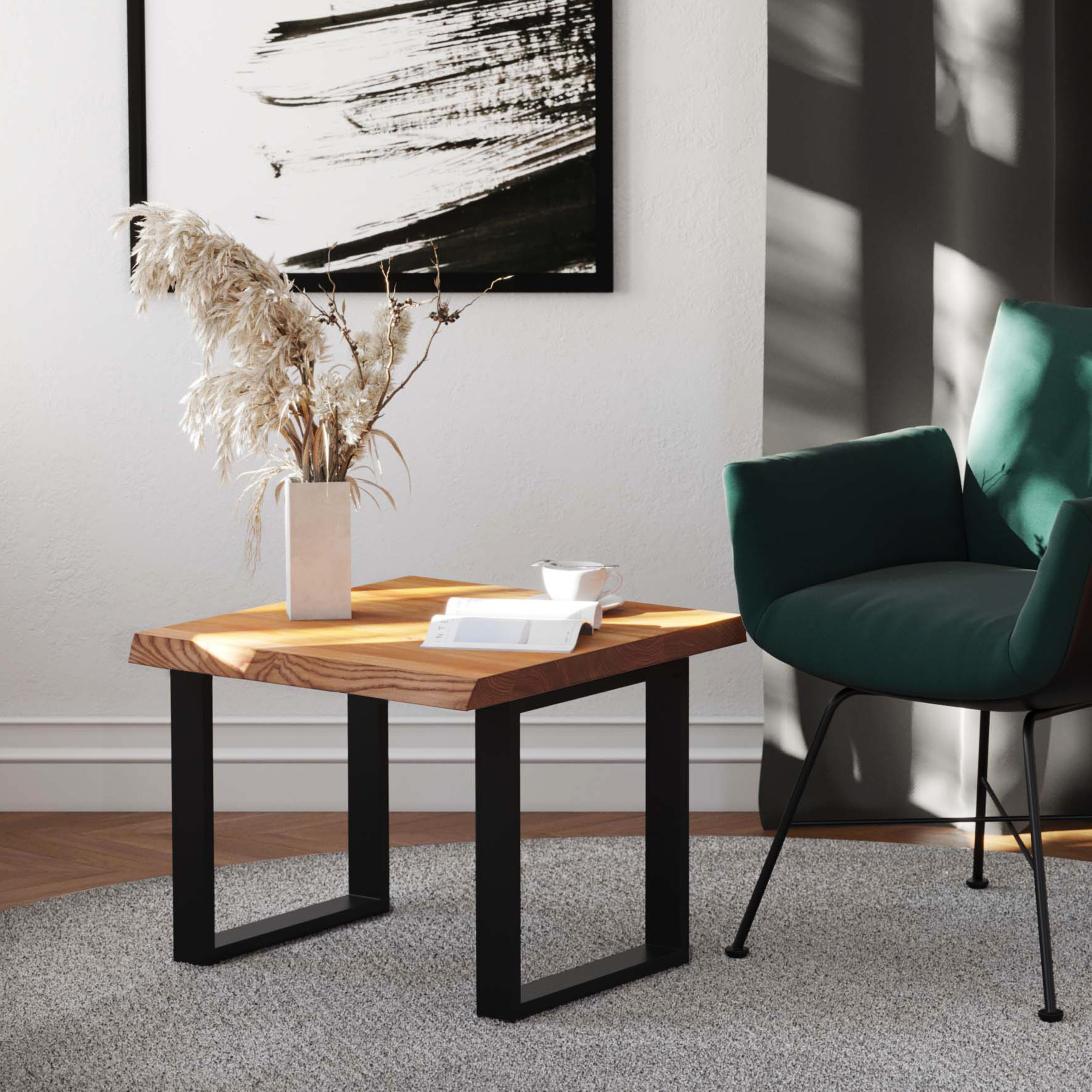 MRBLS Couchtisch – modernes rustikales Design – Wohnzimmer-Tisch  Beistelltisch Kaffeetisch Sofatisch Teetisch aus Holz (Grau Matt - Schwarz  Matt) - 65 x 45 x 53,6cm (B/H/T) : : Küche, Haushalt & Wohnen