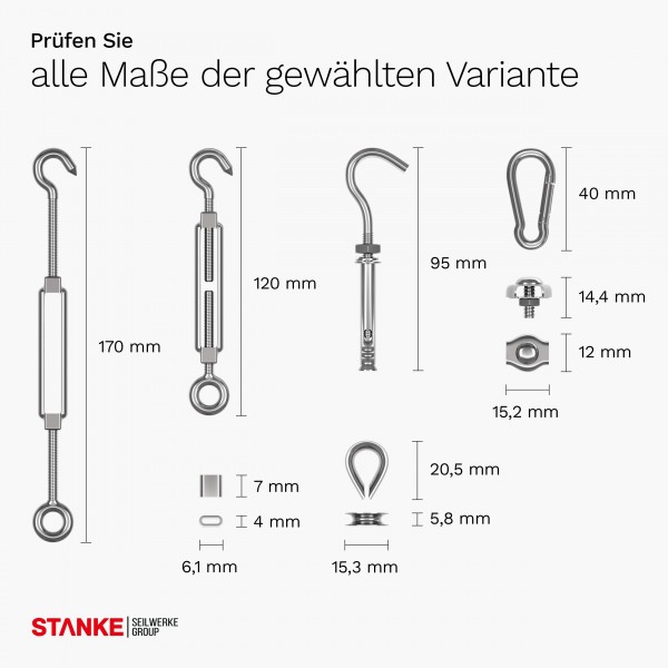 Universell einsetzbares Set zur Befestigung von Rankhilfe – Zubehör aus Edelstahl