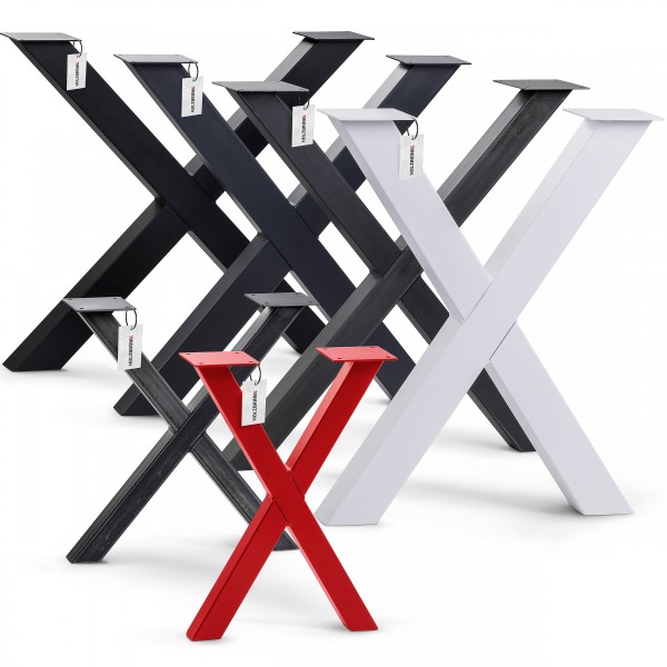 X-Tischbein aus Vierkantprofilen 60x60 mm, Tischkufen X Gestell Industriedesign, 1 Stück, HLT-03-G