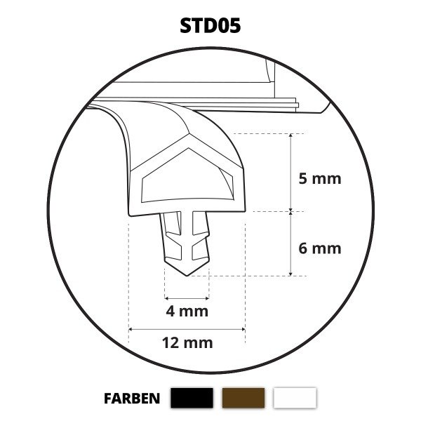 Türdichtung ZIMMERTÜRDICHTUNG Türgummi 12mm STD05 BRAUN Gummidichtung Dichtungen Profildichtung