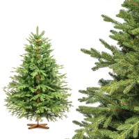 Vorschau: FairyTrees Weihnachtsbaum künstlich ALPENTANNE Premium mit Christbaum Holzständer | Tannenbaum künst
