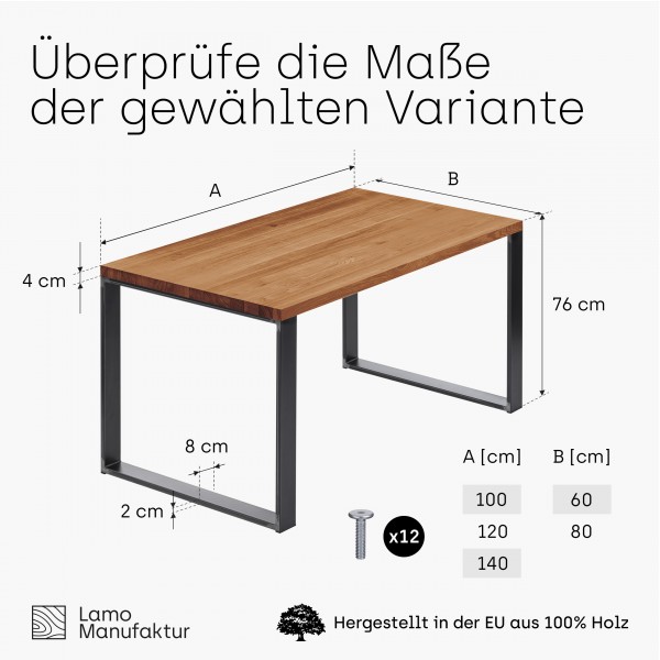 Schreibtisch, gerade Kante 100x60x76 cm