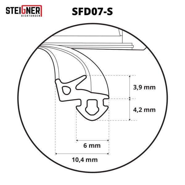 1m Fensterdichtung schwarz SFD07-S Gummidichtung TPE Dichtung Fenster Tür